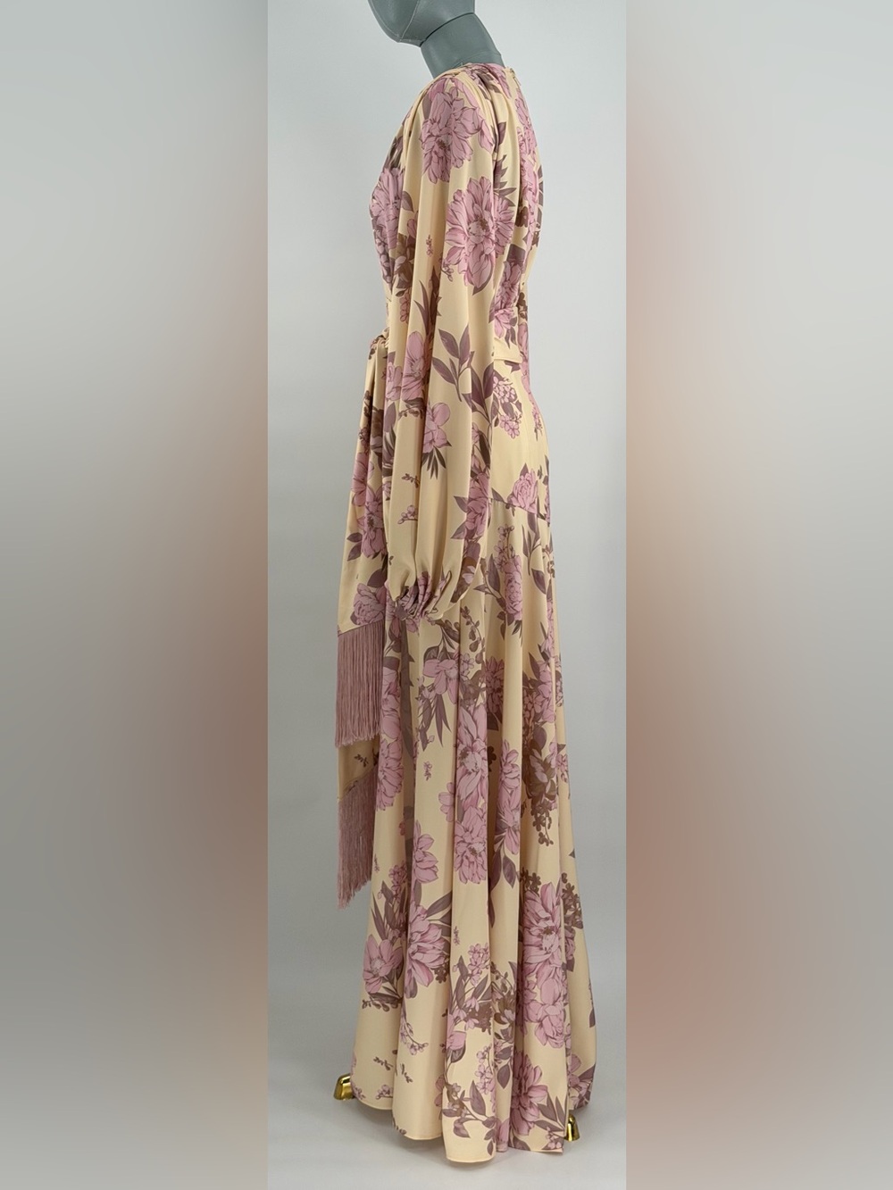 🆕 BRONX & BANCO 🧿 NWOT Magnolia Carmen Belted Fringe Gown, Blush - Sz XS US 2 - Picture 9 of 15